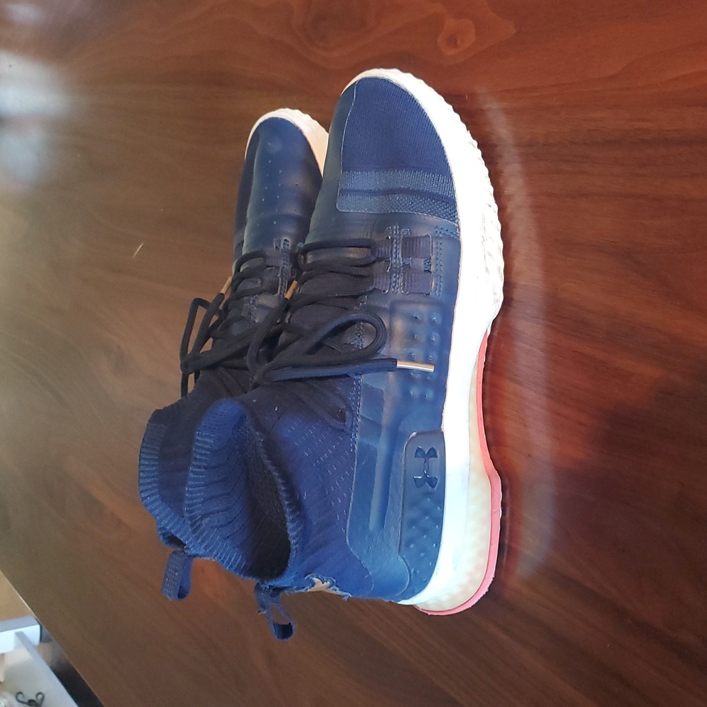 Under Armour THE ROCK  Men's Navy and White HIGH TOP Athletic Shoes (10.5)